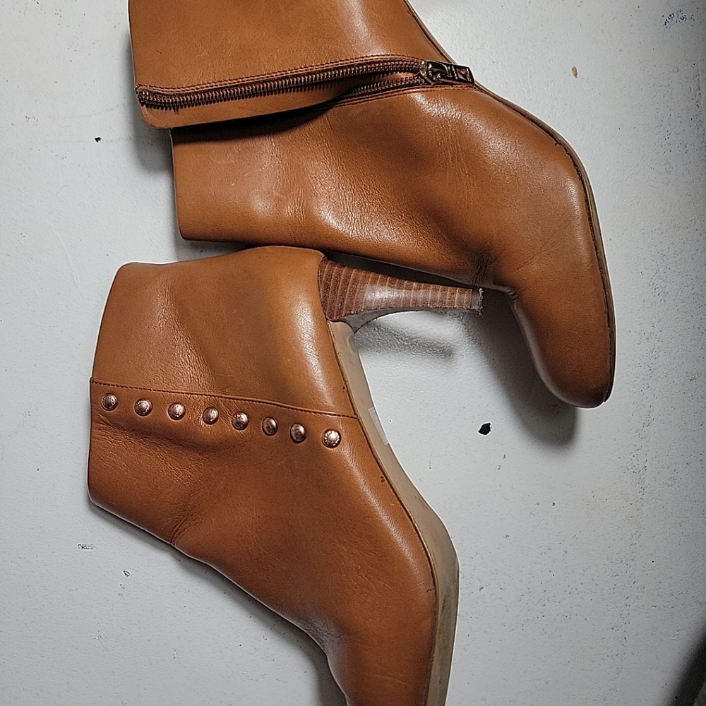 Coach copper studded ankle booties Sz 9.5 B